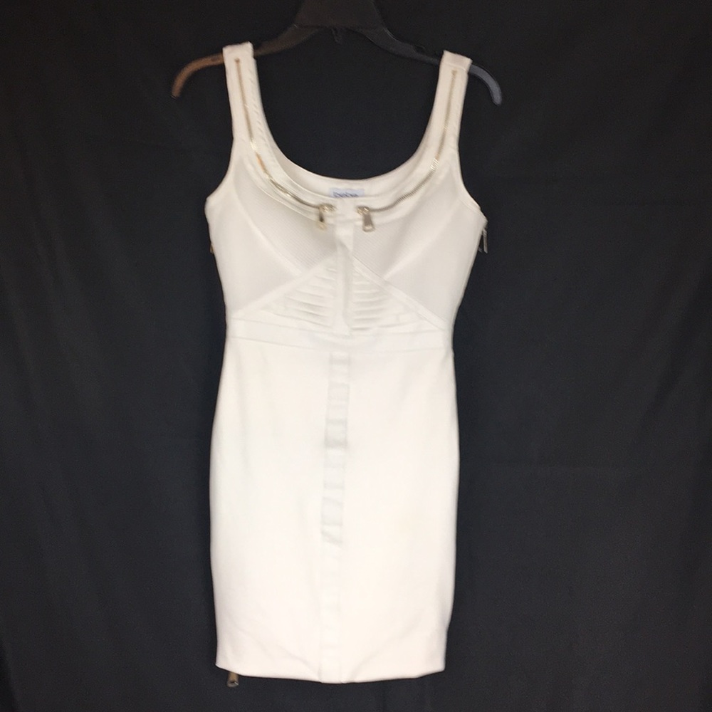 Bebe faux leather and fabric zipper dress size 2